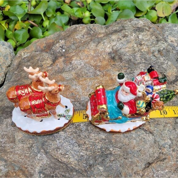 Santa Sleigh & Reindeer Salt & Pepper Shaker Christopher Radko - Picture 10 of 12